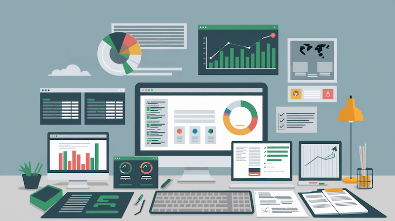 Monitore mit Karten und Standortmarkierungen für lokale SEO-Optimierungsstrategien.